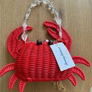 Tommy Bahama Red Wicker Crab  Bag